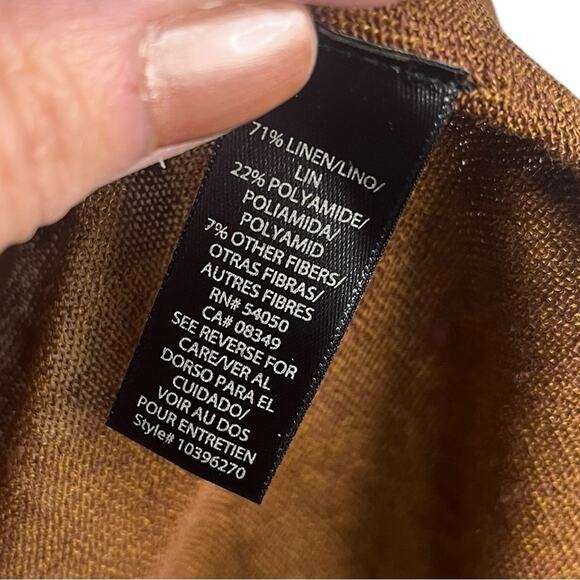 RACHEL ROY Linen Rust Brown & Silver 3/4 Sleeve Cardigan Sweater Women's Size S - Picture 9 of 10